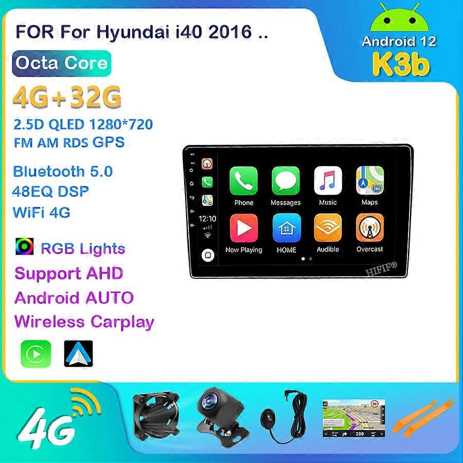 8G RAM 128G ROM Android 12 Car Video Player For Hyundai i40 2016 GPS Multimedia Stereo Receiver Radio Carplay Auto DSP RDS FM BT