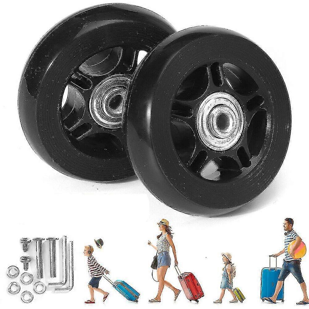 1 Pair Luggage Rubber Low Noise Spinner Wheels Replacement With Tools