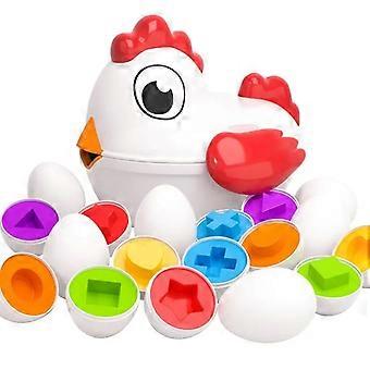 Kids Toys Toddler Chicken Easter Eggs Toys - Color Matching Game Shape Sorter With 6 Toy Eggs For Kids, Fine Motor Skills Sensory Toys, Montessori Edu