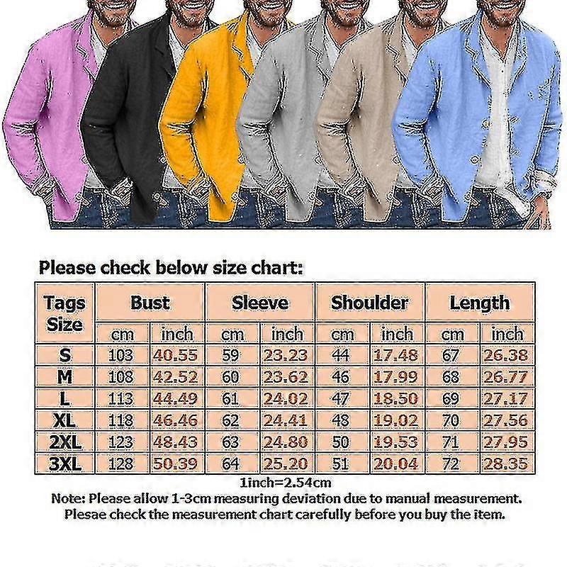 Herren Baumwolle Leinen Casual Anzug Mantel Revers Button-Down Jacke