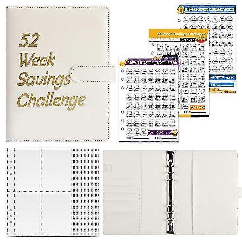 52 Week Money Saving Challenge Binder With Cash Envelopes For Saving, A5 Budget Binder Savings Challenges Book White