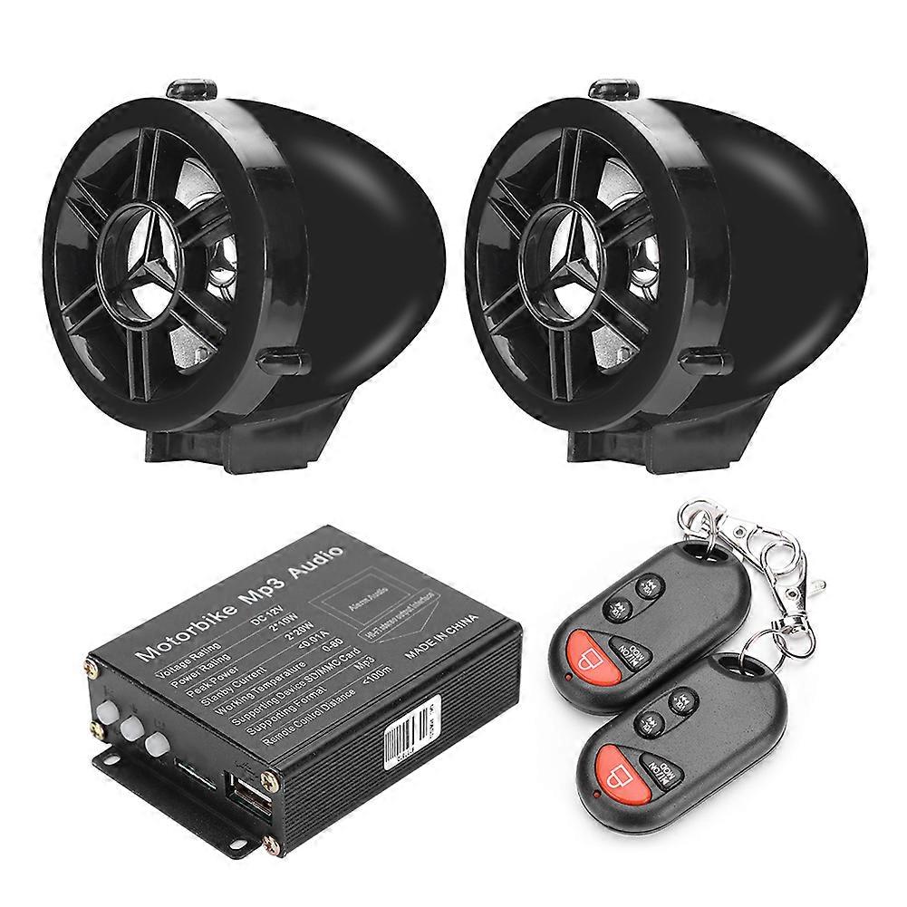 Moto Système d’alarme antivol Télécommande étanche MP3 Radio FM Haut-parleur Stéréo Amplificateur Système de son