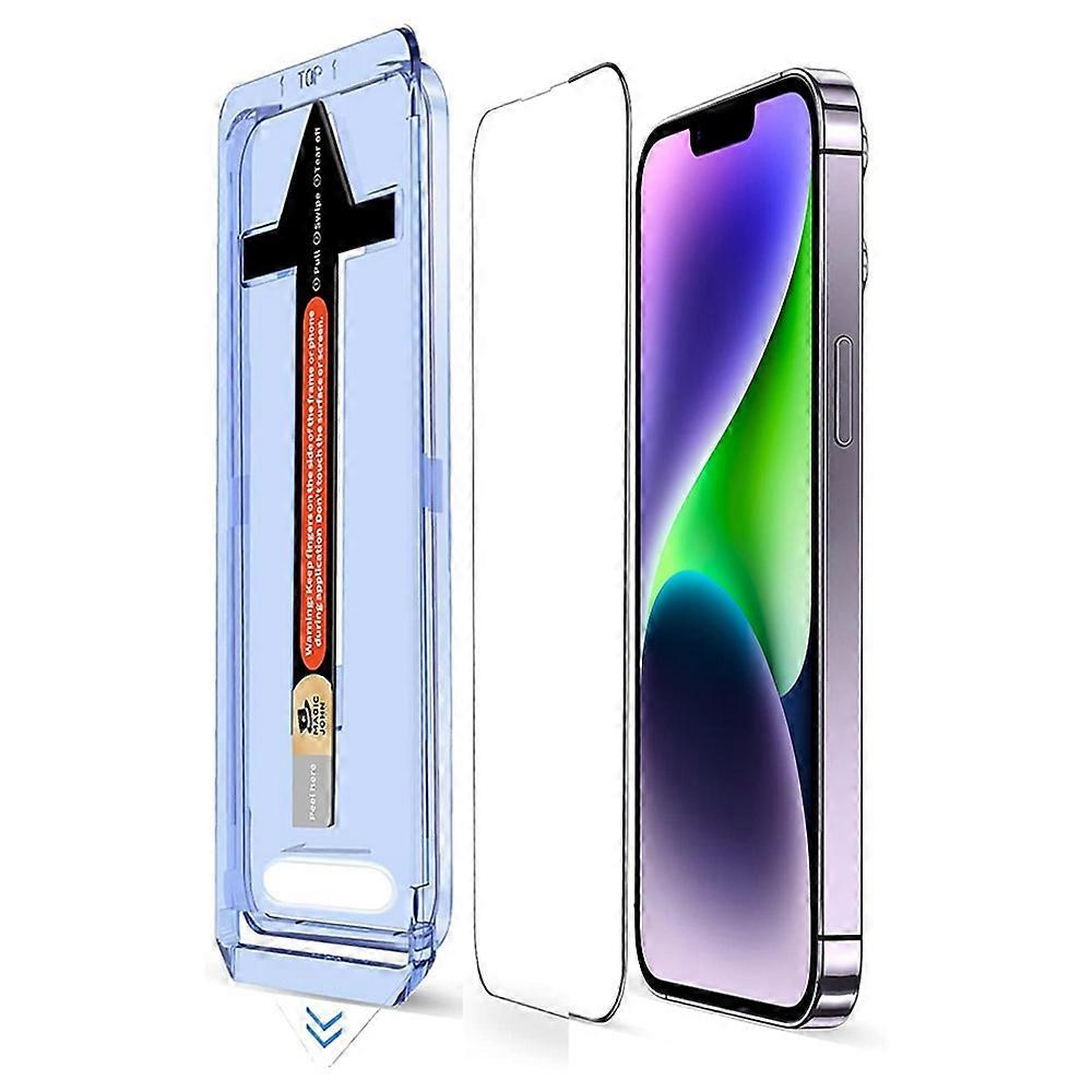 For iPhone 14 Plus Tempered Glass HD Clear Screen Protector with Automatic Dust Removal Tool