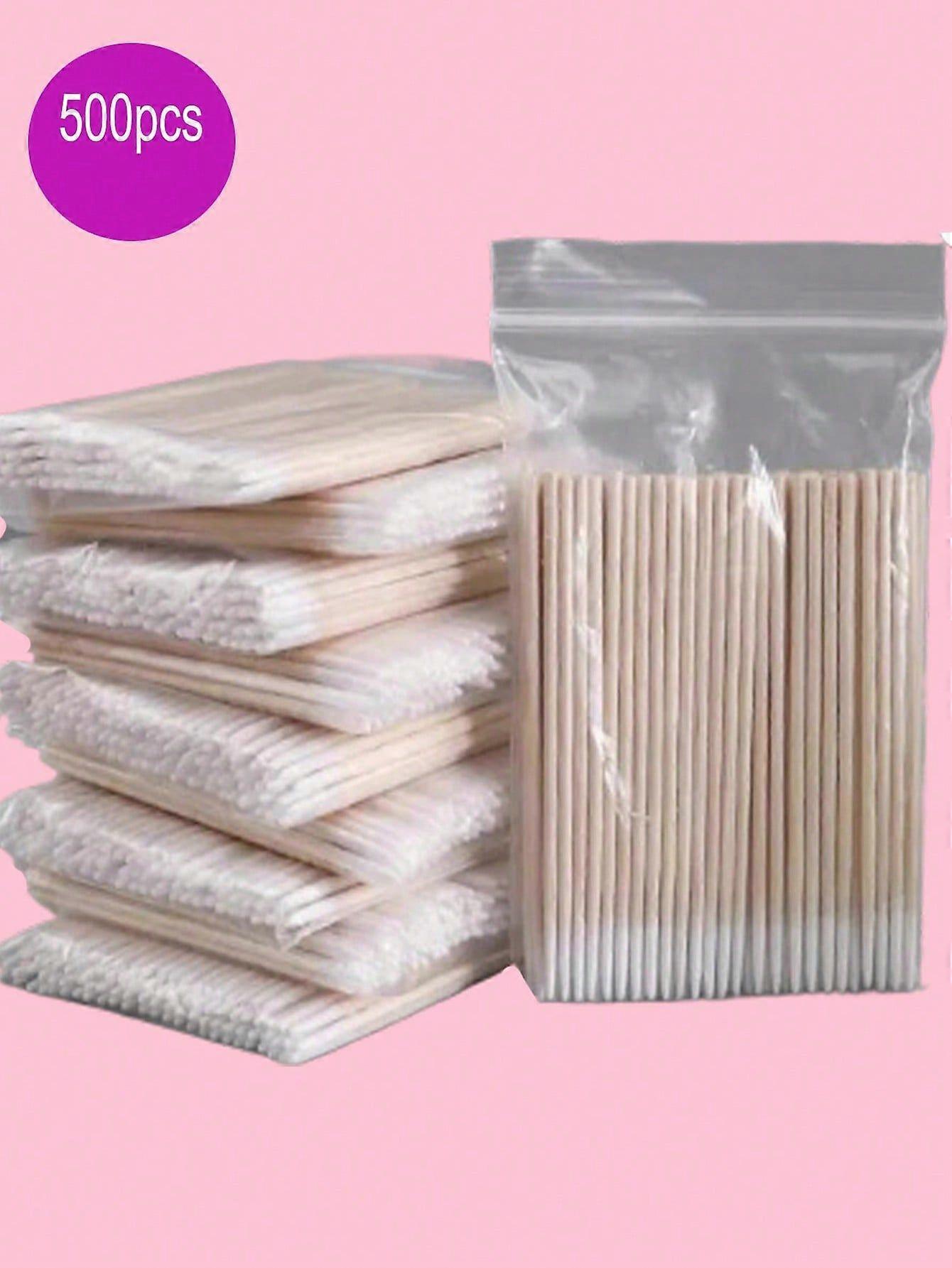 100個の釘ウッドスワブクリーンスティックマニキュアコレクターネイルポリッシュツール超小型ダブルエンドウッドスワブ100pcsリントフリーマイクロブラシまつげエクステンス