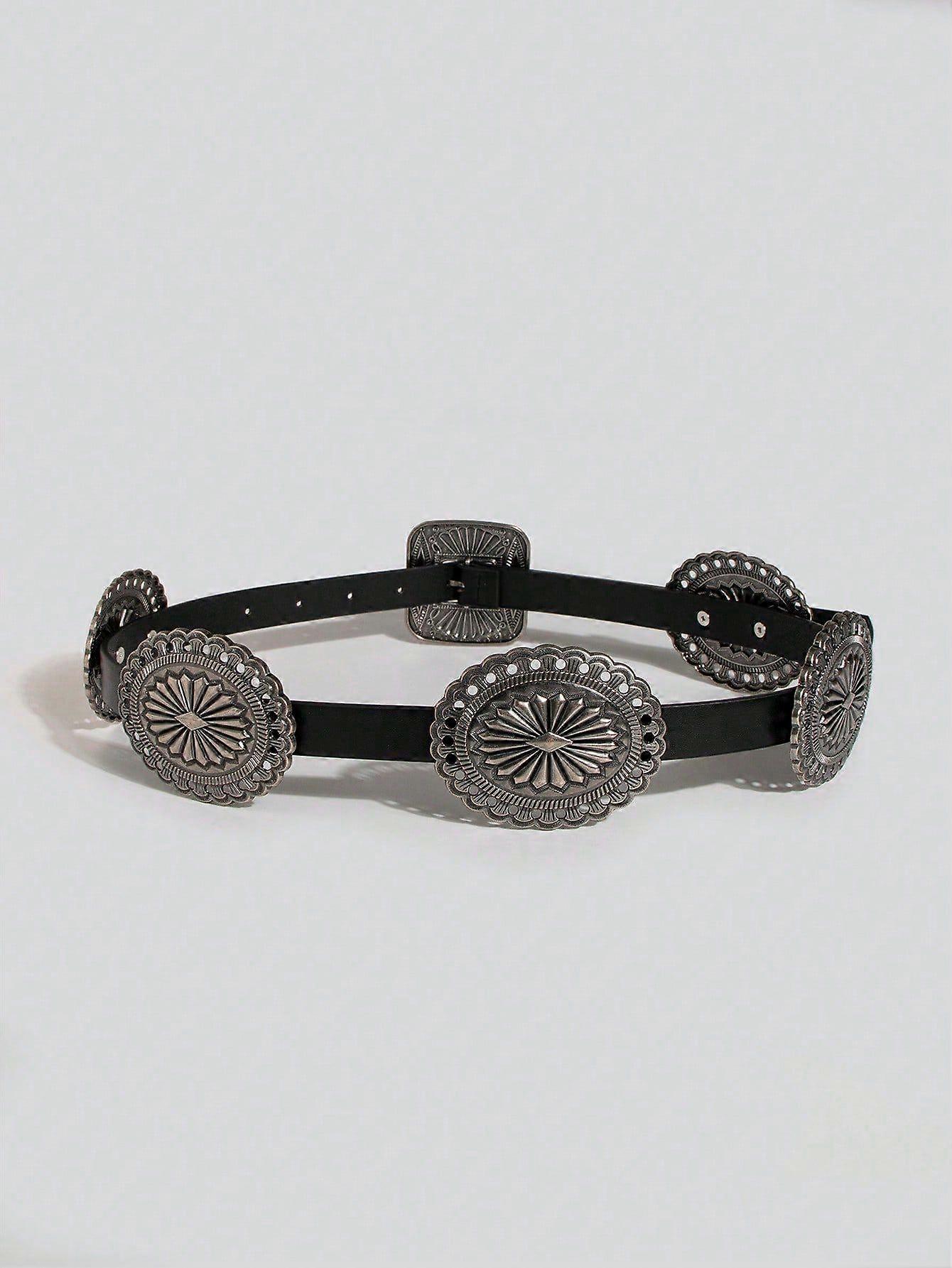 1pc Women's Punk Style Metal Carved Accessory Cowboy Cowgirl Heavy Duty Belt Boho Halloween