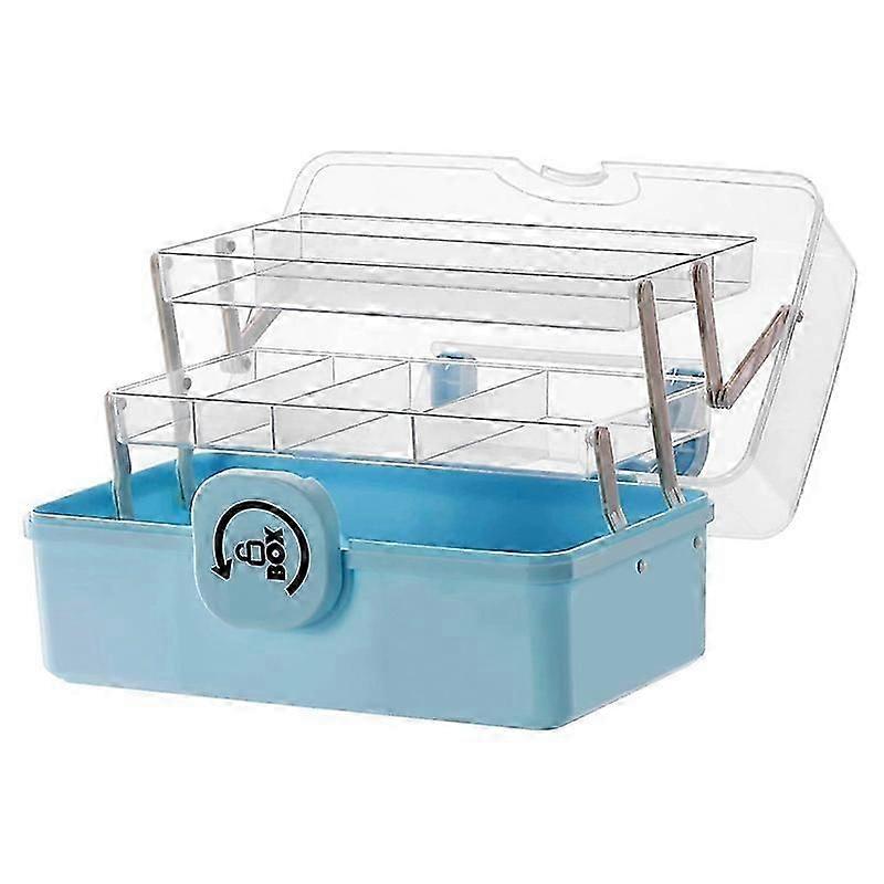 Plastic Storage Box With 3-tier Fold Tray,tool Organizer,portable Lockable Container,29 X 16 X 15.7