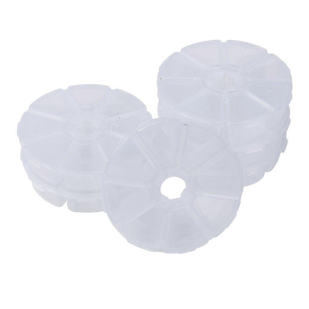 Plastic Bead Containers Flip Top Bead Storage 8 Compartments White 10.5x10.5x2.8cm