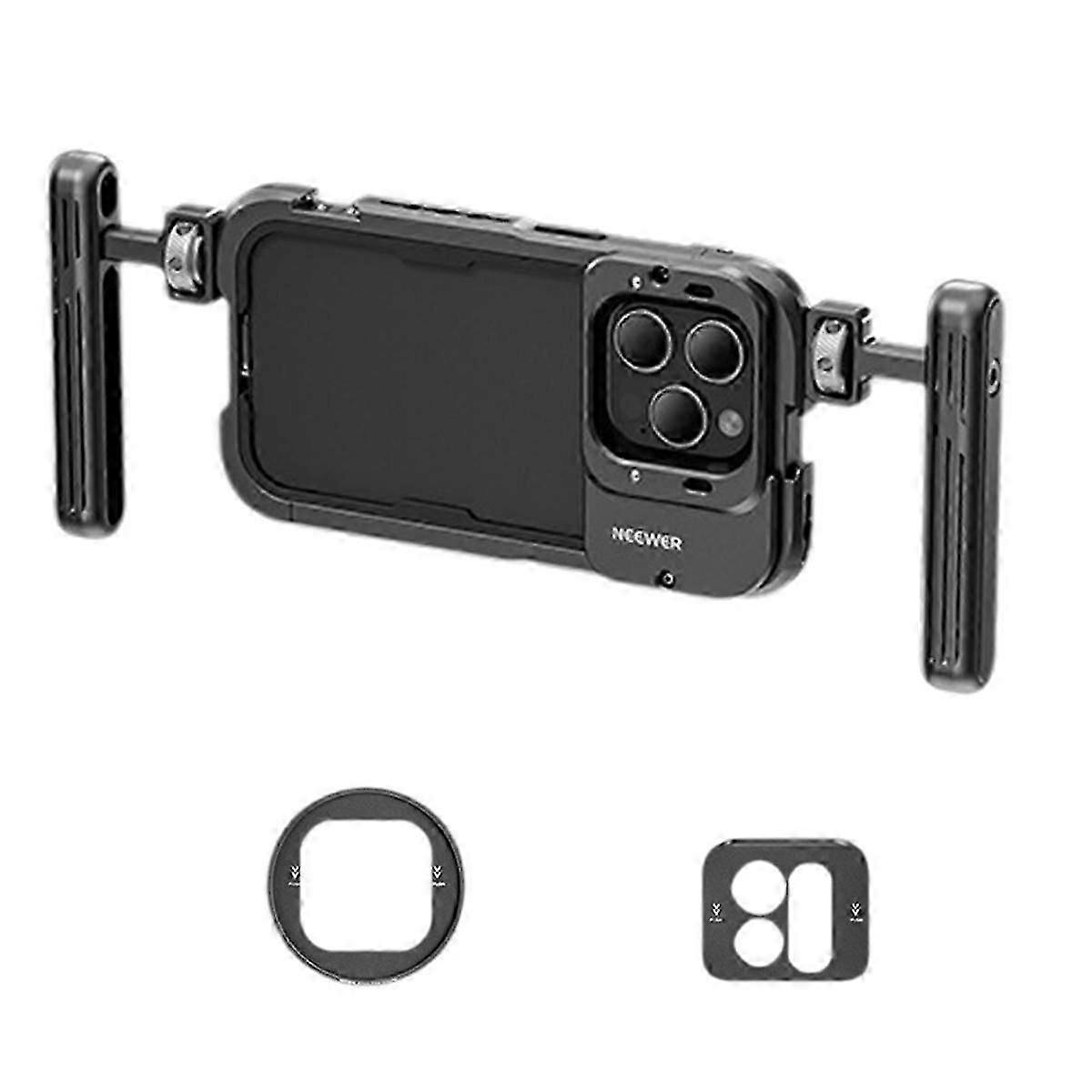 15 Pro Rig用デュアルハンドル付き電話ケージビデオ録画用アルミニウムケーススタビライザー