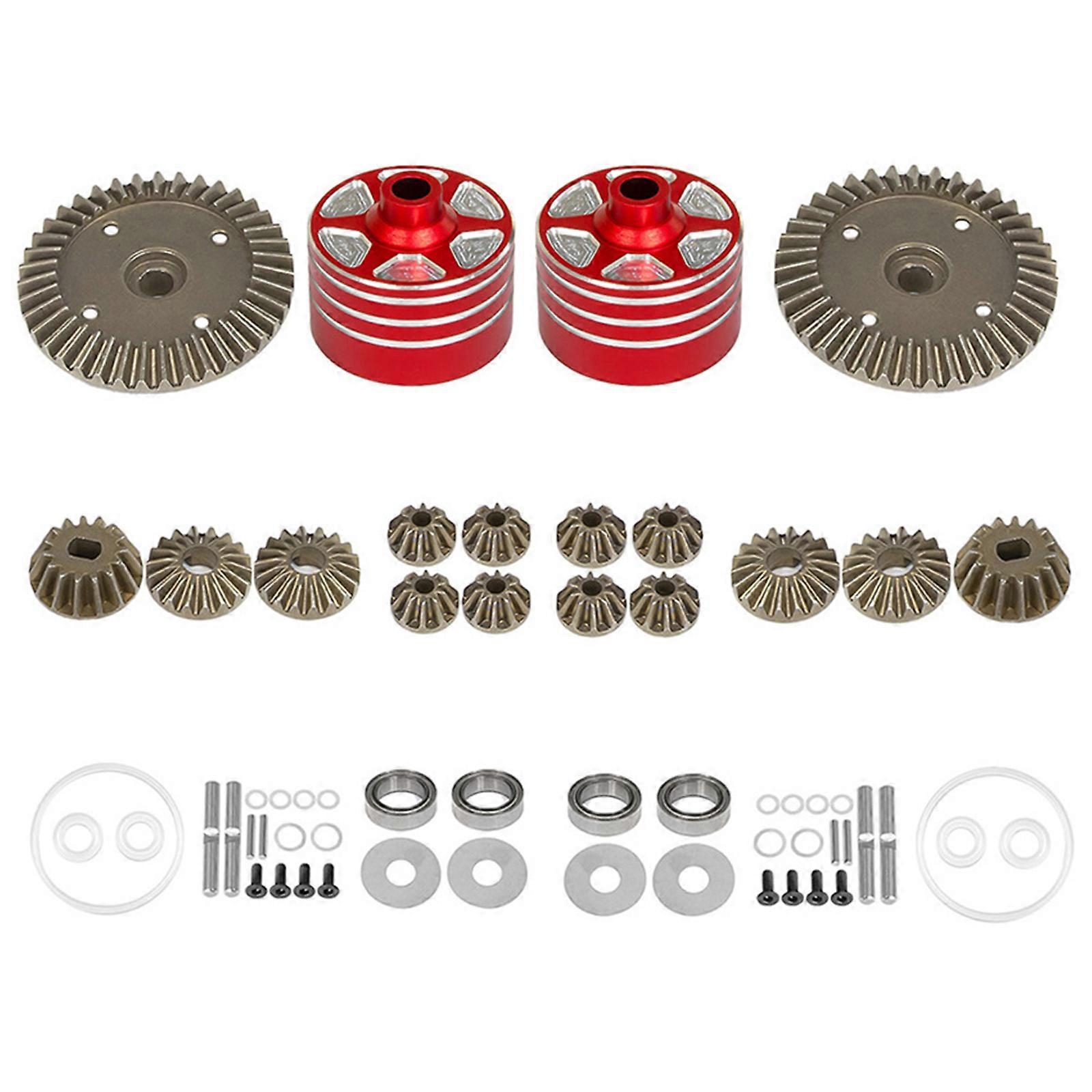 Differential Gear 39T XV02 TT02 MB01 BT01 XM01 Gear Accessories for Tamiya( Red Front and Rear Pair of Differential Housing Gears)