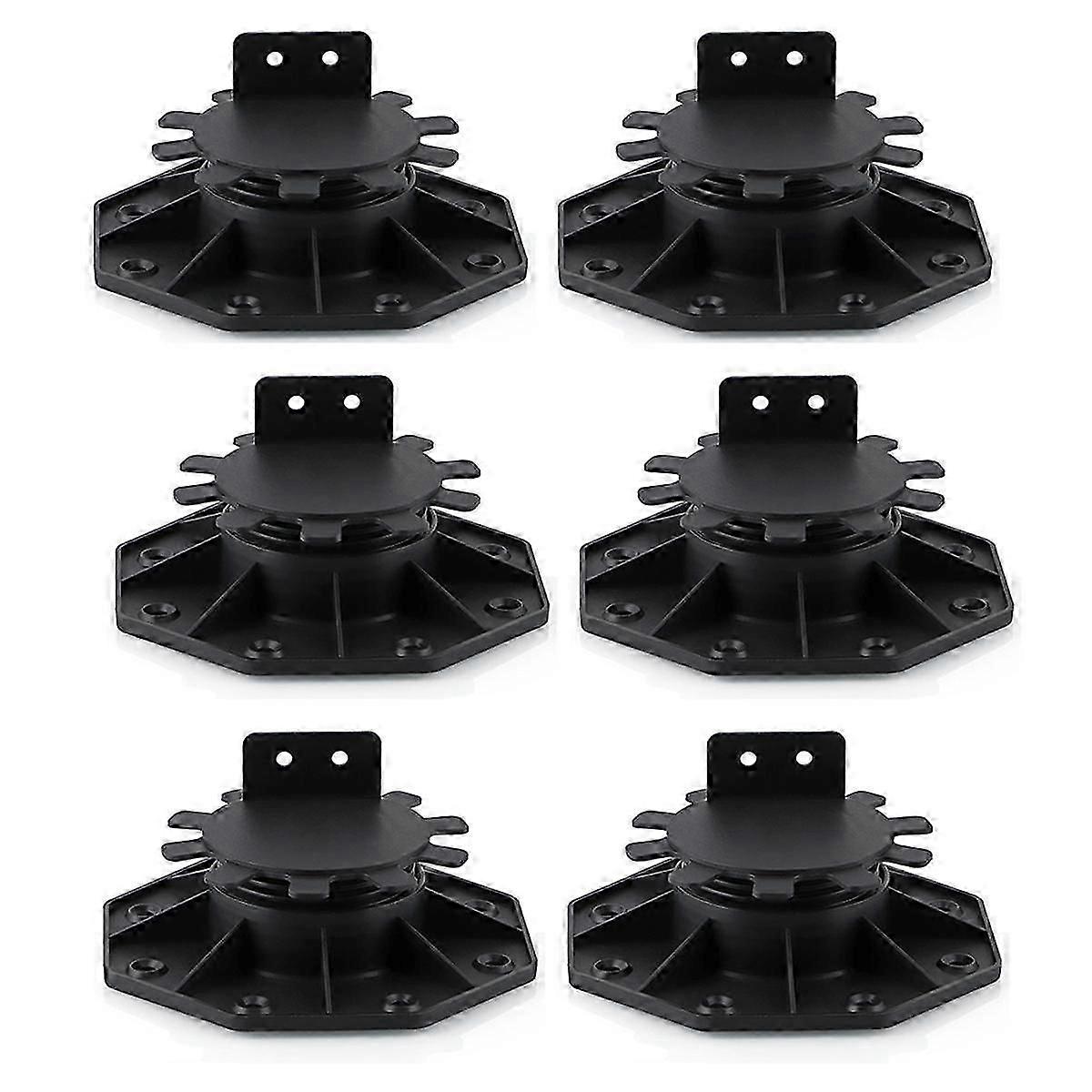 6 Pcs Joist Support Pedestals, Adjustable Decking Flooring Support Pedestal For Deck, Timber Base
