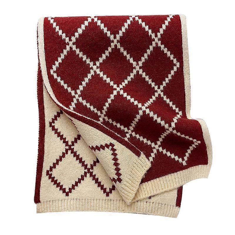 Autumn And Winter Warm Plaid Scarf double-sided Simple Thickened Knitted Wool