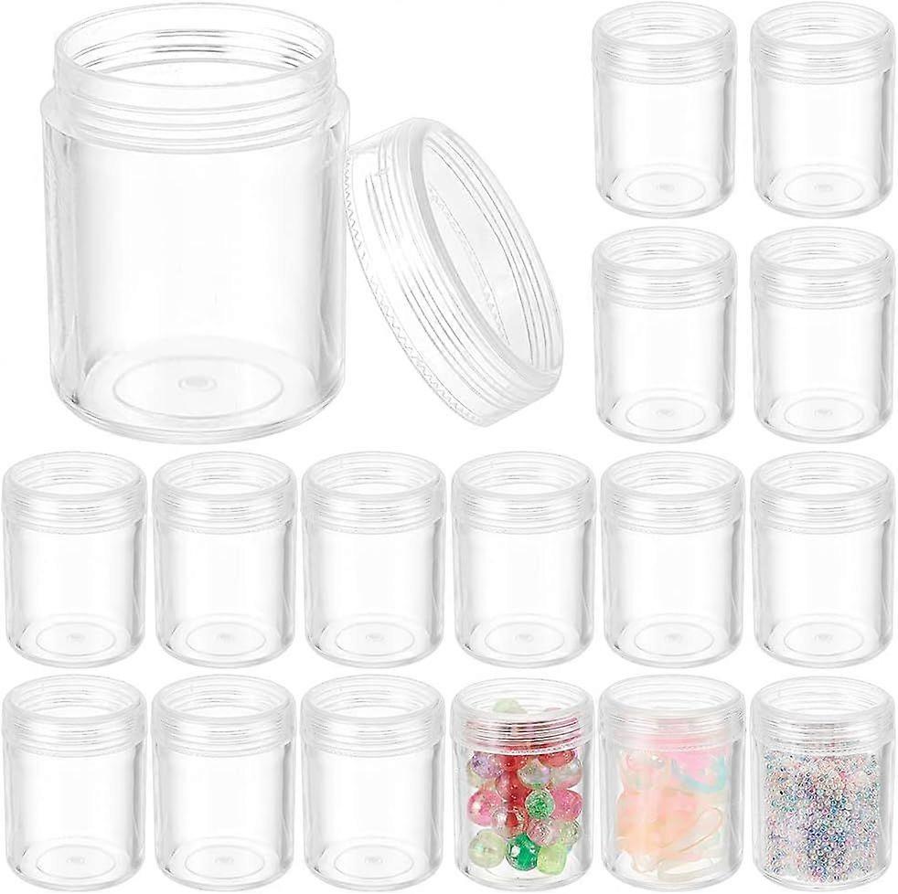24 Pack 40ml Clear Bead Jar Empty Plastic Storage Container 1.5x2inch with Rounded Screw-Top Lids for Beads Nail Art Glitter Make Up Cosmetics and Tra