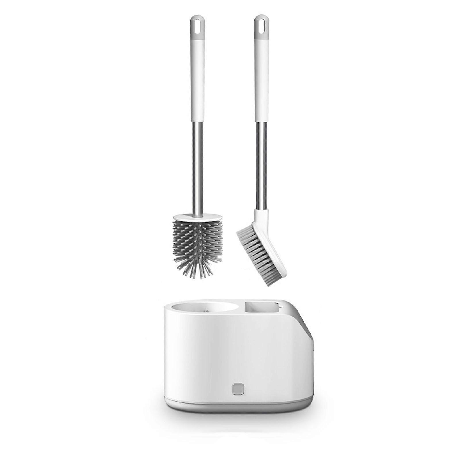 Silicone TPR Toilet Brush Set - Wall-Mount, Quick Drying, Comfortable Handle