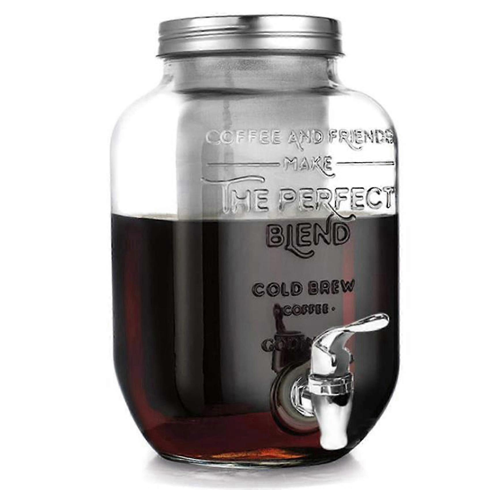 1 Gallone Cold Brew Kaffeemaschine mit extra dicker Glaskaraffe-Premium-Eiskaffeemaschine, Cold Brew