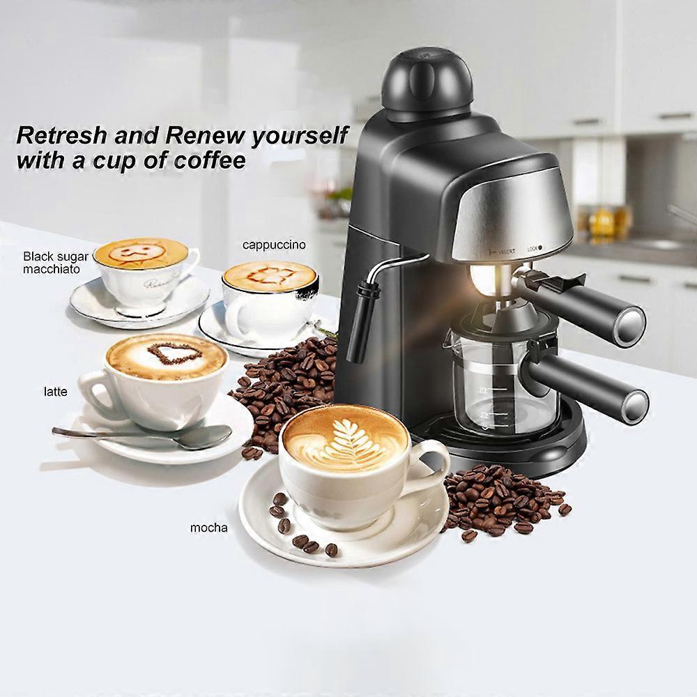 Espresso Coffee Machine 5 Bar 2-4 Cup 240ml Capacity 800W Espresso Maker with Steam Milk Frother Steamer Wand for Cappuccino Latte Macchiato Mocha