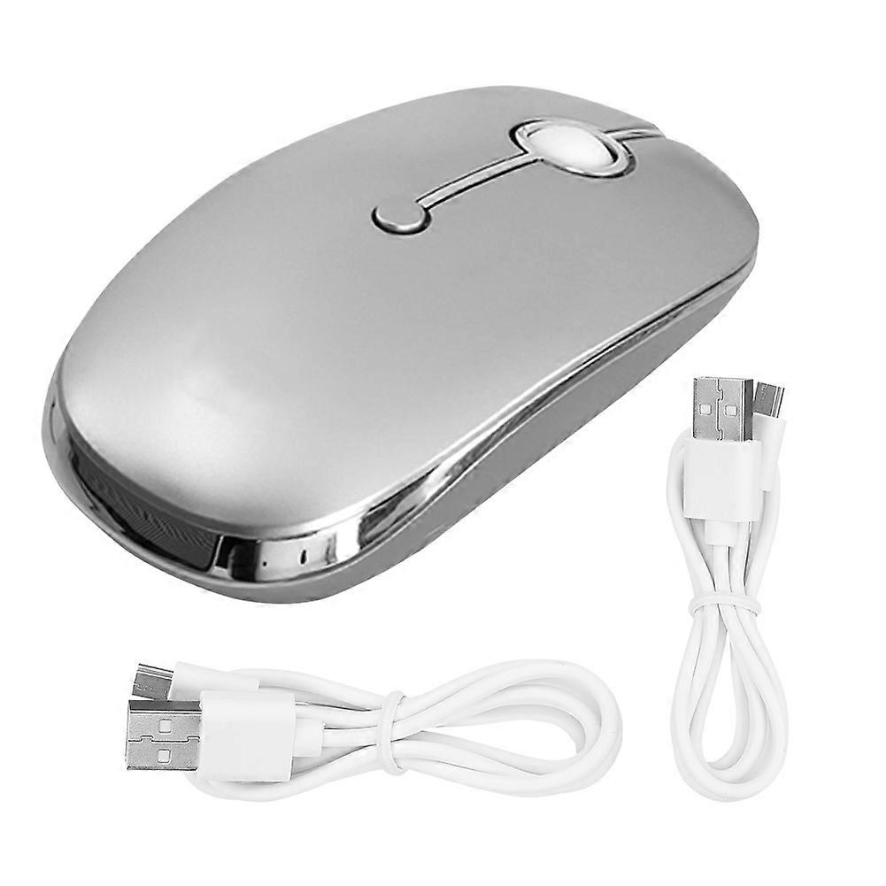I331d USB 2.4GHz BT4.0 Type-C 2.4G Three-Mode Wireless Charging Mouse for iOS (Silver)