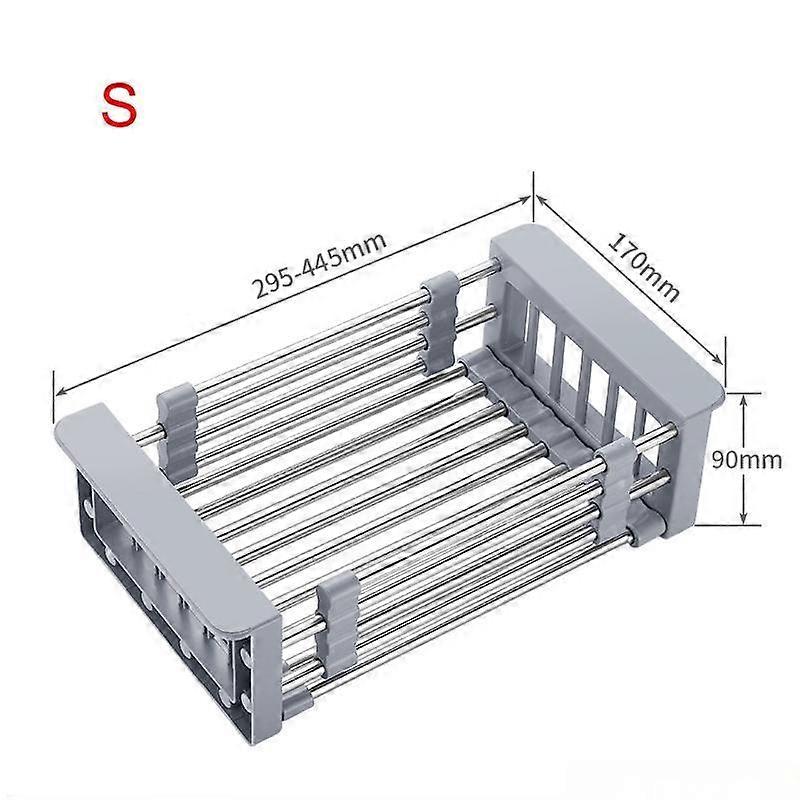 Retractable Stainless Steel Kitchen Drain Rack Sink Shelf for Home Dish Organization Fits Rectangular Sink