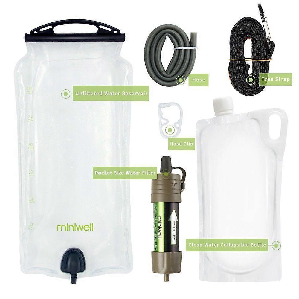 miniwell Outdoor Portable Gravity Water Filter System with Water Reservoir for hiking,camping,survival and travel