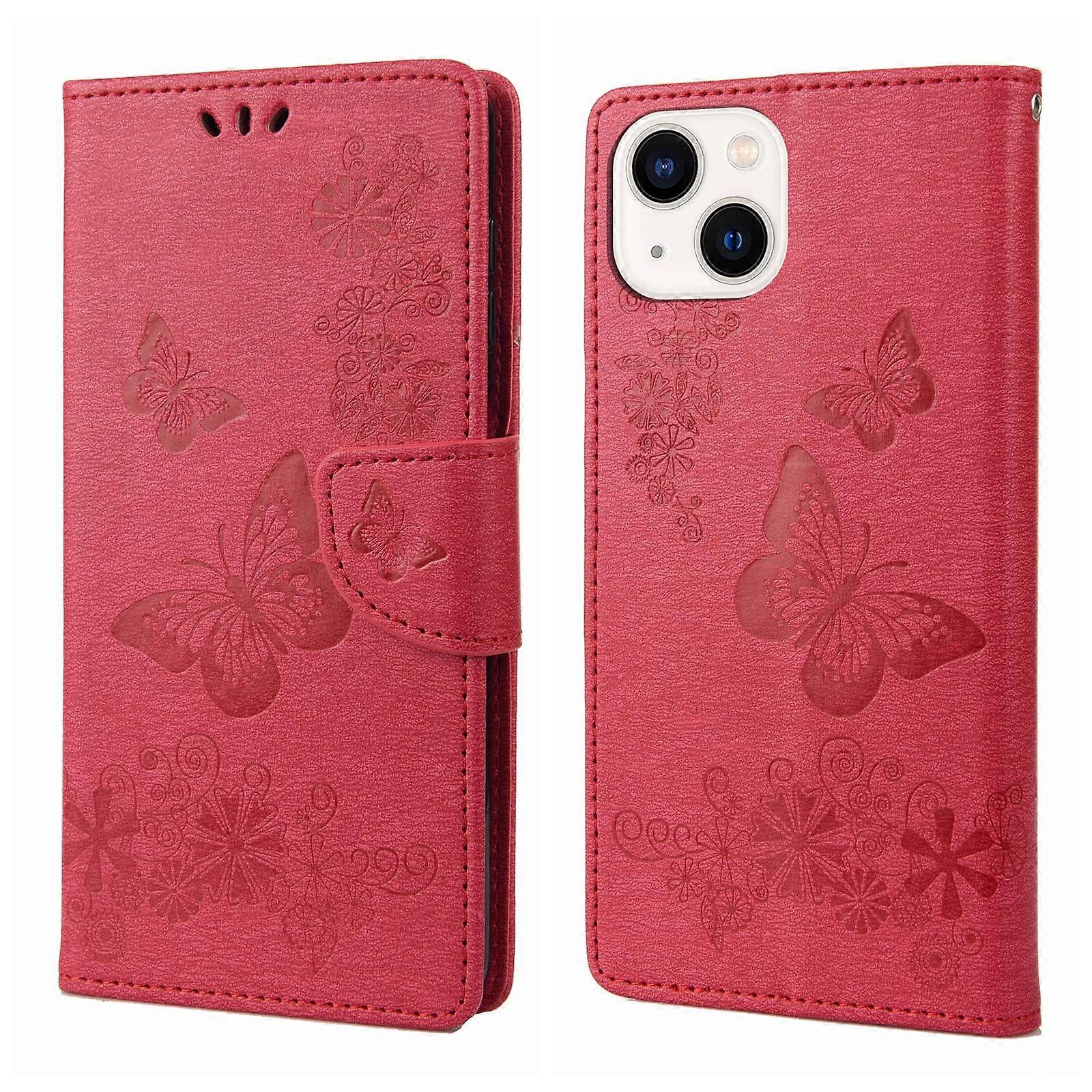For iPhone 14 Butterfly Embossed Horizontal Flip Leather Phone Case