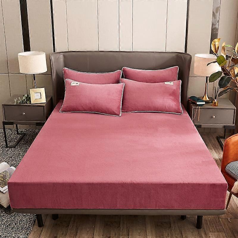 Soft Coral Fleece Fitted Sheet with Elastic Bands Non Slip Adjustable Mattress Covers for Single Double Plush Warm and Comfortable Bed Covers