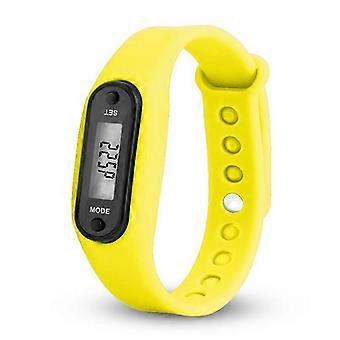 Step Count Activity Tracker Fitness Sport Watch Wrist Pedometer Lcd Adult Kid  Yellow