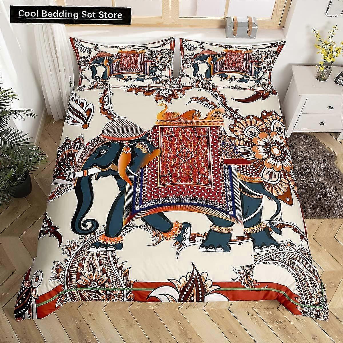 m811 Lakan Tribal Etnisk Elefant Påslakan Exotisk Stil Sängkläder Set Boho Mandala Blomma Paisley Täcke Överdrag Polyester Täcke Överdrag Säng Shee