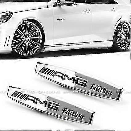 2 X amg edition metal side wing fender badge emblem stickers for all models slr all amgs w176 w204 w205
