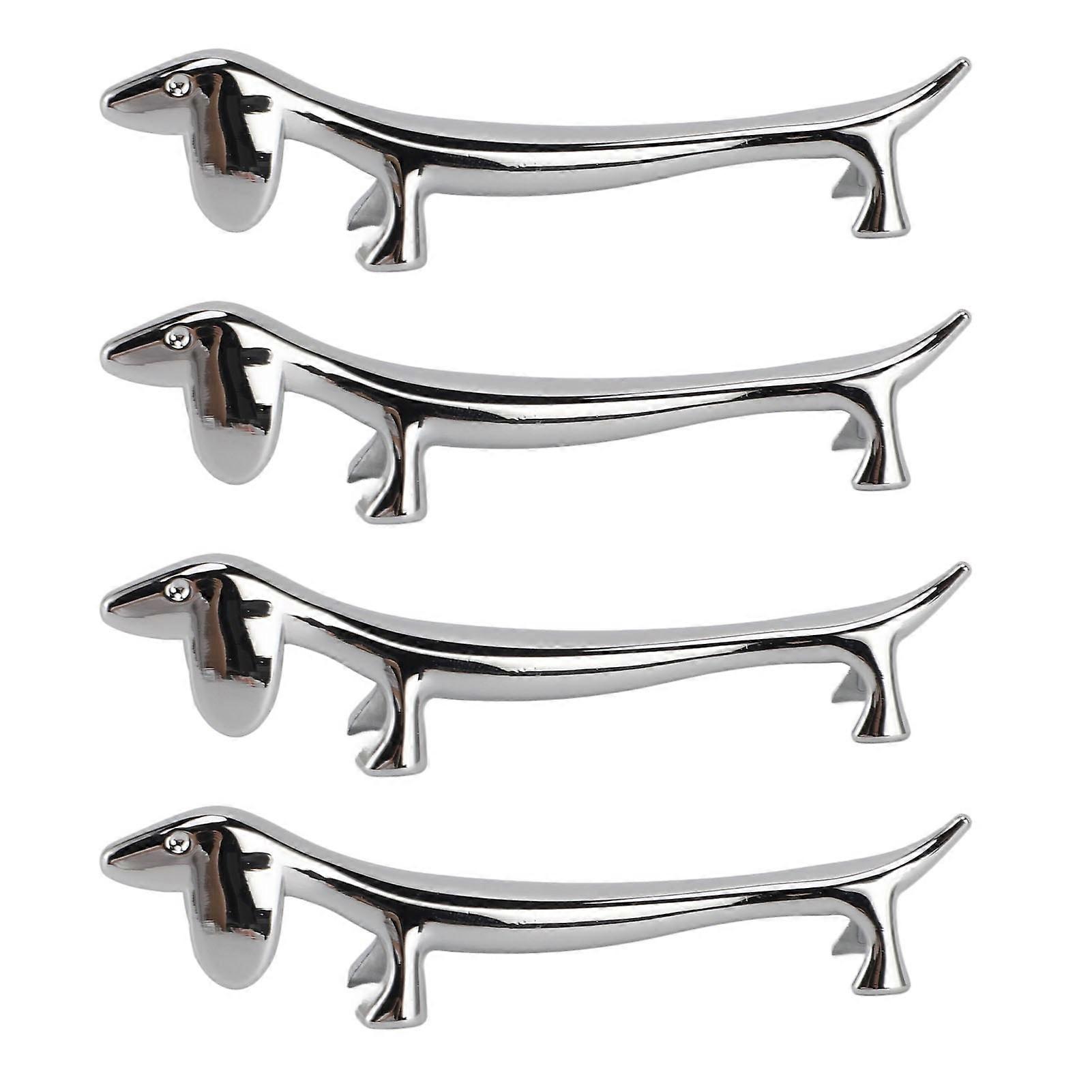 Lot de 4 repose-couverts argentés en alliage de zinc poli galvanisé, support polyvalent en forme d'animal pour fourchette, cuillère, chiot