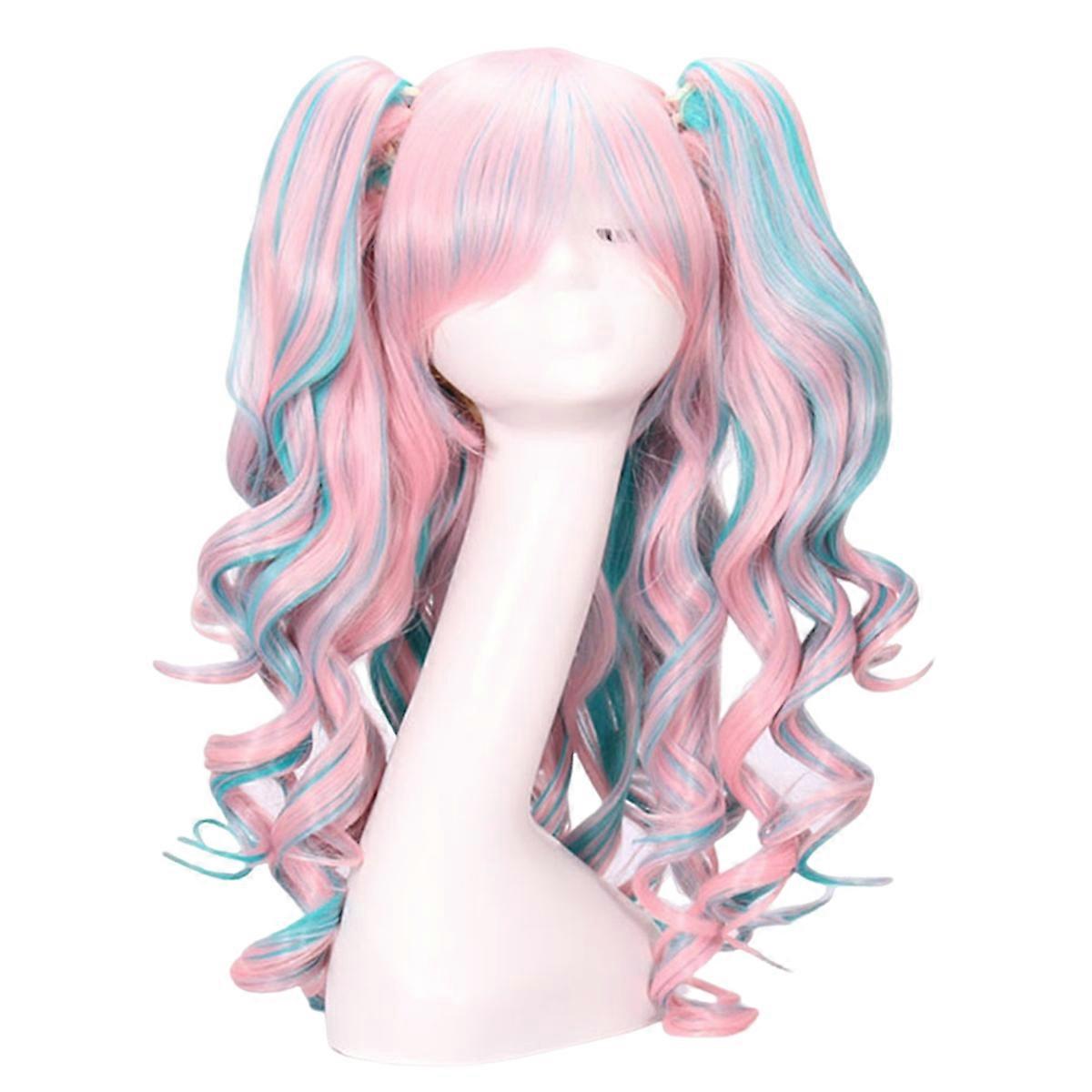 Cosplay Wig Anime Clip Color Curly Hair Multi-Color Wig Halloween Wig