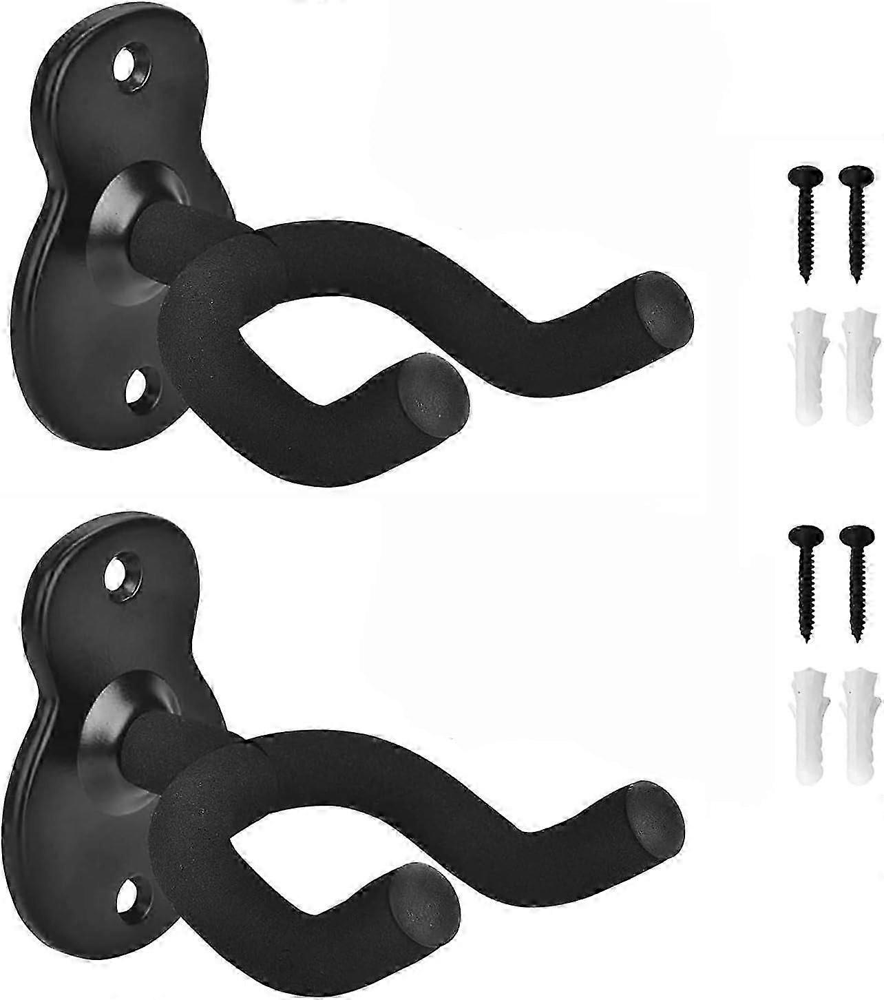 2-pack Gitarrhållare Väggmonterad Gitarrhängare, Gitarr Väggmonterad Displayfäste Krokar För Elgitarr, Klassisk Akustisk Gitarr, Bas Svart