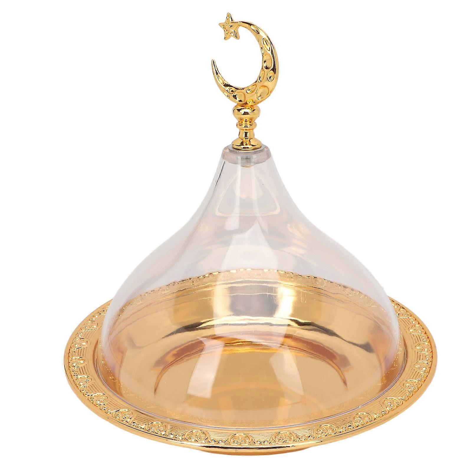 Golden Embossed Patterns Stainless Steel Acrylic Serving Dish for Party Cafe