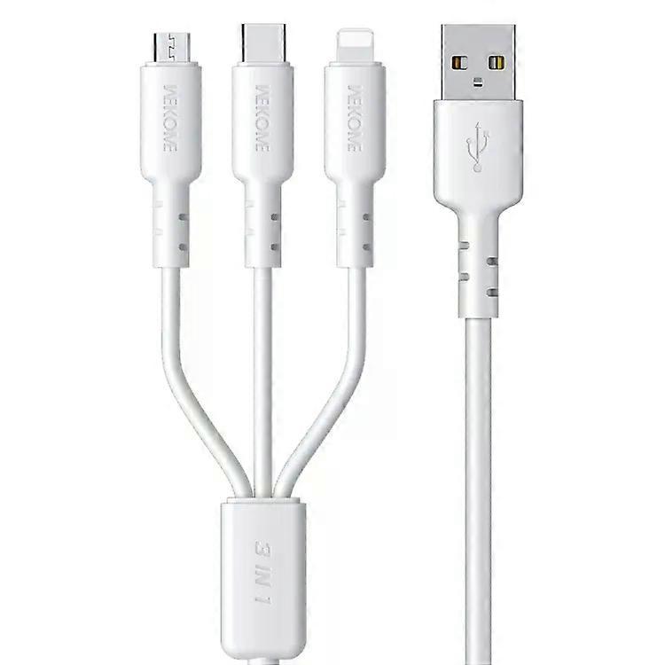 3A USB Data Cable-8 Pin,Type-C,Micro USB,1.2m,White-WDC-02 White