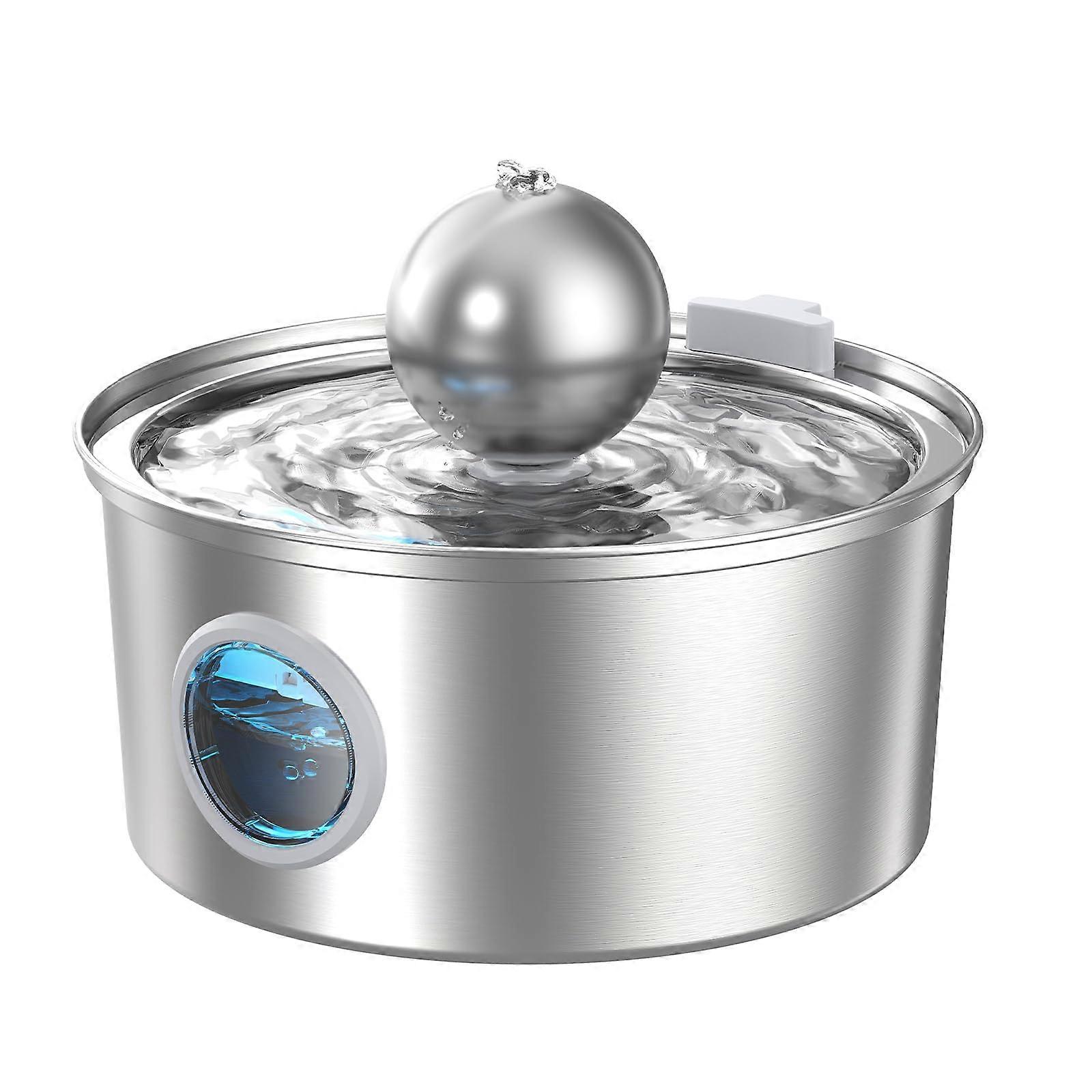 Stainless Steel Quiet Cat Water Fountain for Drinking 108oz/3.2L