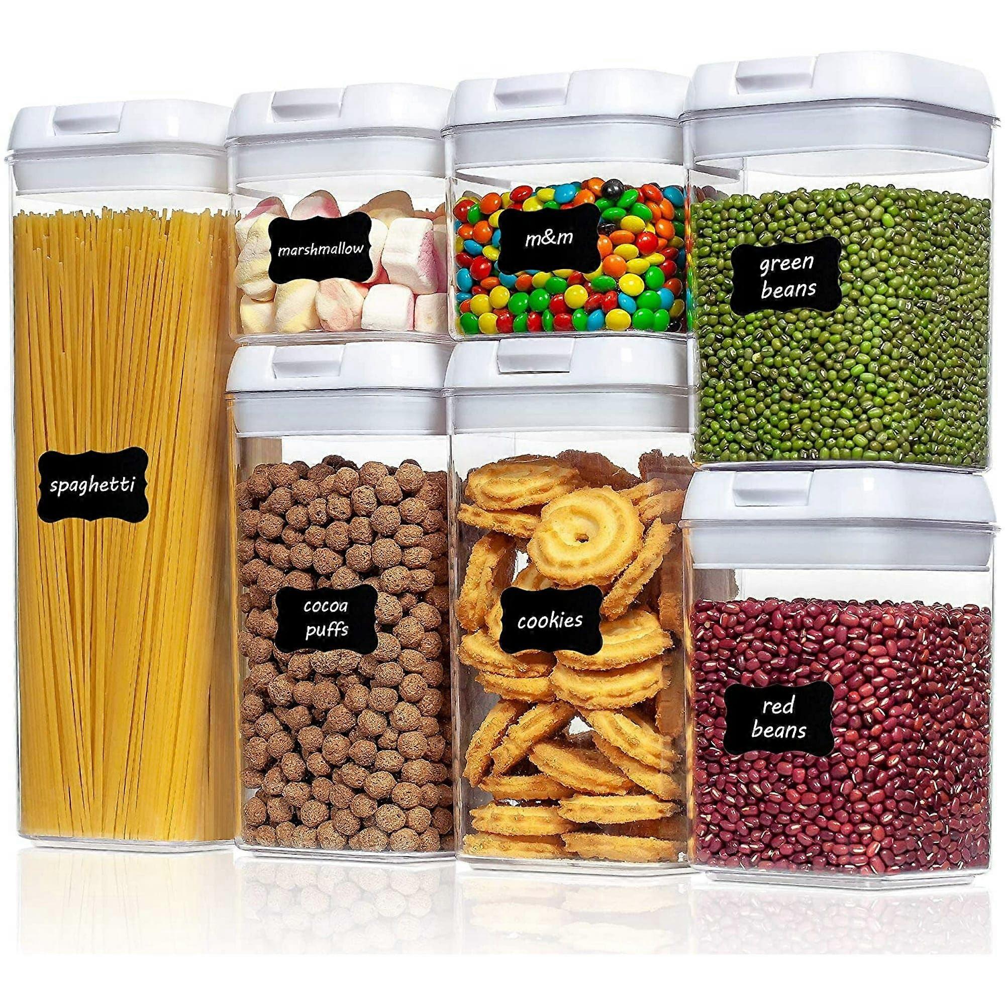 Sealed Food Storage Containers White Plastic Airtight BPA-Free Kitchen Organization Set 4 Various Sizes