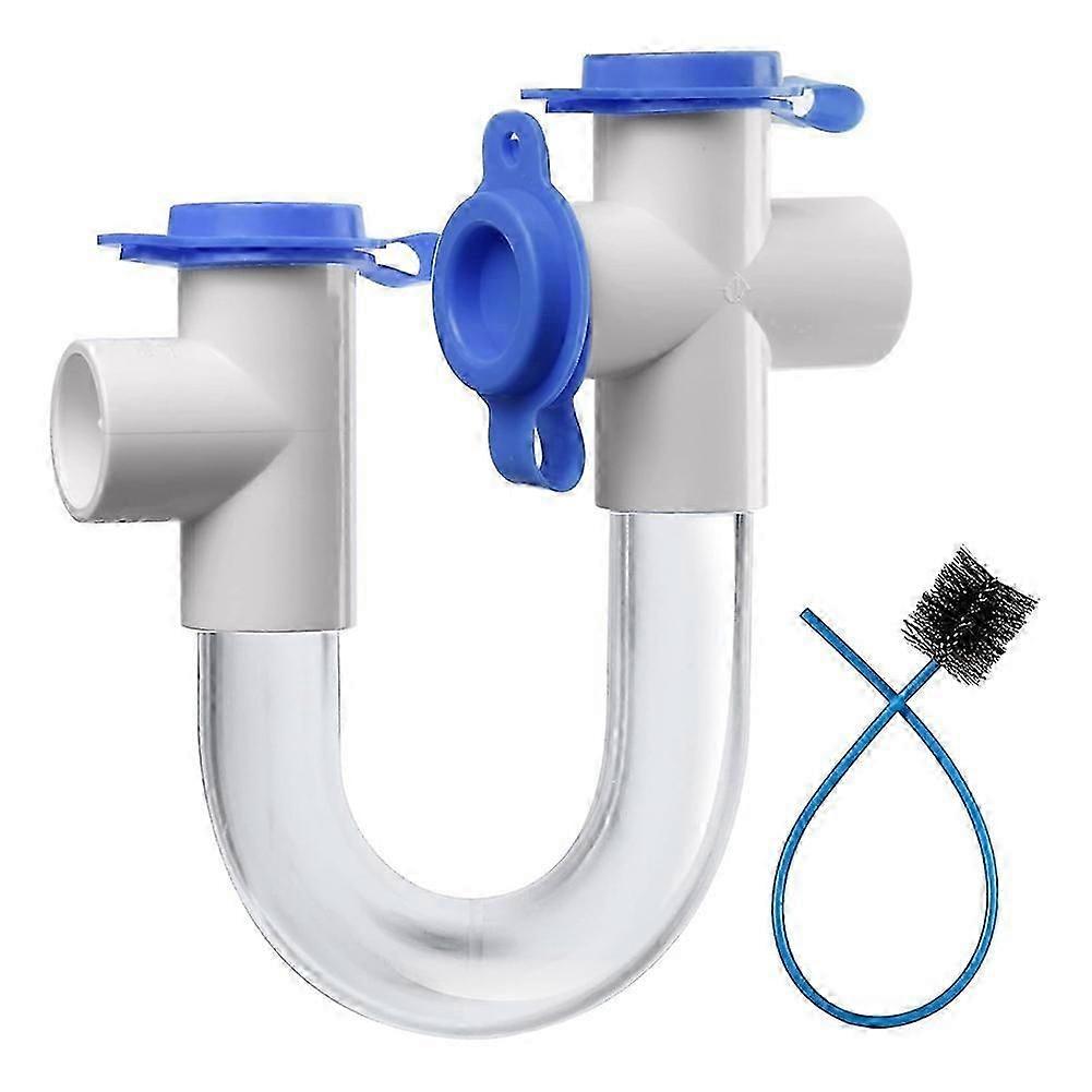 3/4 Clear PVC U Trap Pipe Fitting Connector with Cleaning Brush for HVAC Condensate Drain System