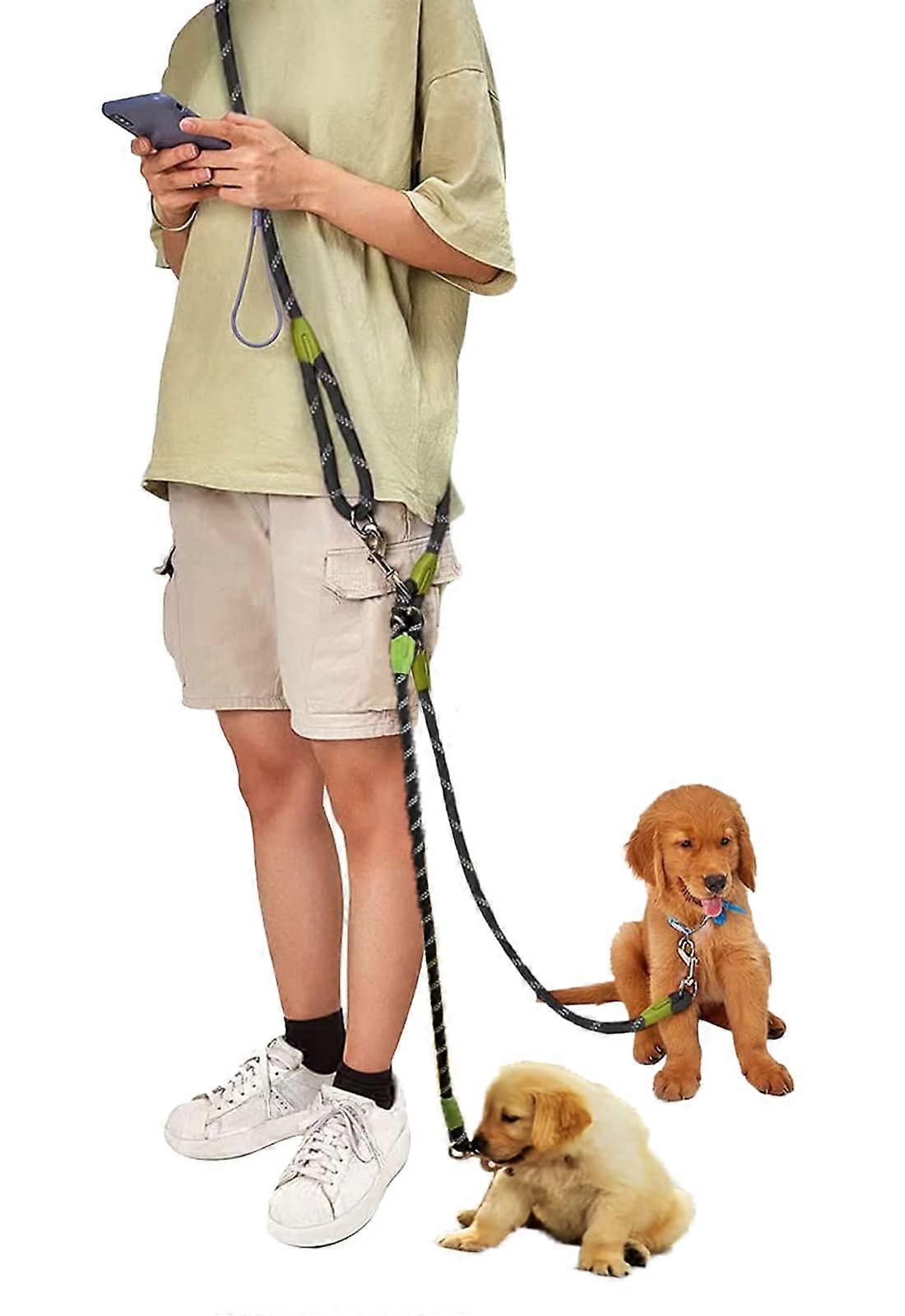 Dog Passing 2 Dogs 7.5FT Rope Crossbody Leash for Walking Two Dogs, Adjustable, Durable, Tangle-Free Design