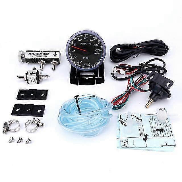 60mm Racing Car Turbo Boost Gauge 30psi + Adjustable Turbo Boost Controller Kit 1-30 Psi In-cabin Gauge