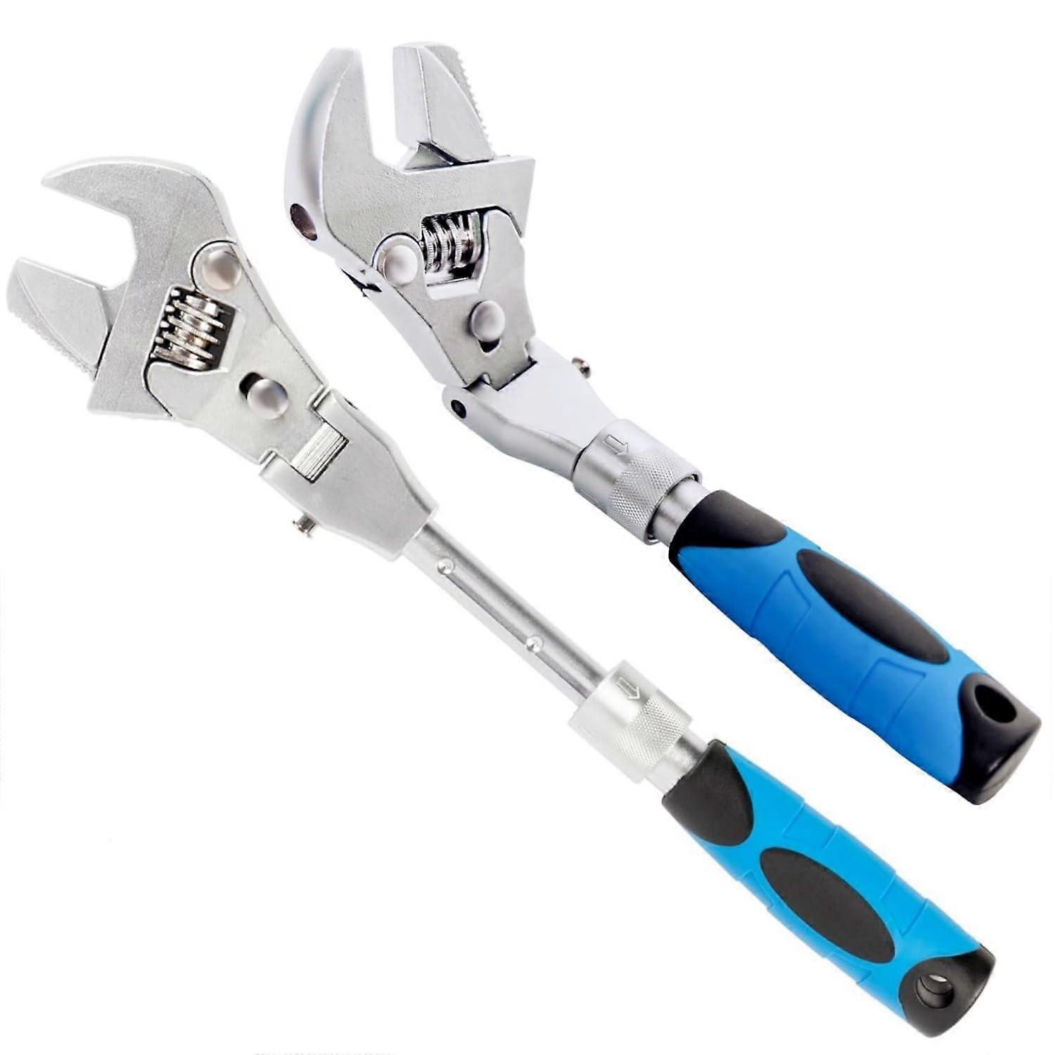 Flexhead Adjustable Wrench 10 To 12 Inch Ratcheting Crescent With Retractable Extension Shank And 180 Deg Rotating Head