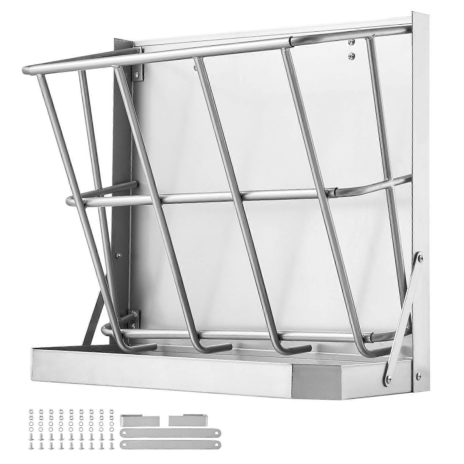 Goat Hay Feeder, 39.5 Gallons Large Capacity, 2 in 1 Hay and Grain Feeder, Wall Mounted Livestock Feeder with Feed Tray