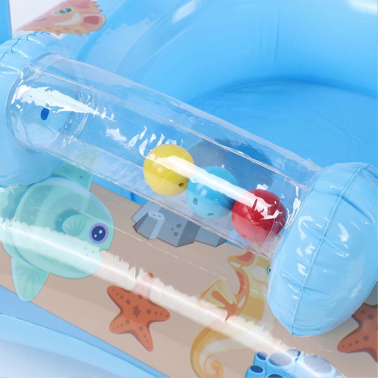 Baby Pool Float Sunshade Swim Ring Infants Seat Boat Inflatable Toy with Awning Handle Small Bell