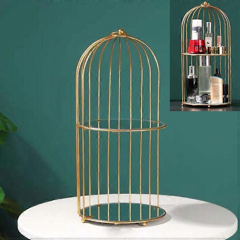 Καλλυντικό ράφι αποθήκευσης Bird κλουβί Desktop Shelf Dresser φροντίδα δέρματος που τελειώνει το ράφι μεγάλο χρυσό