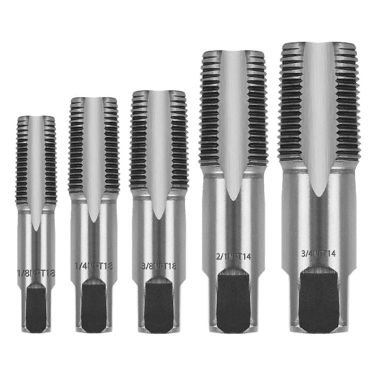 NPT Thread Forming Tap, 1/8", 1/4", 3/8", 1/2" and 3/4" NPT Pipe Tap Threading Tap Tool for Clean Damaged