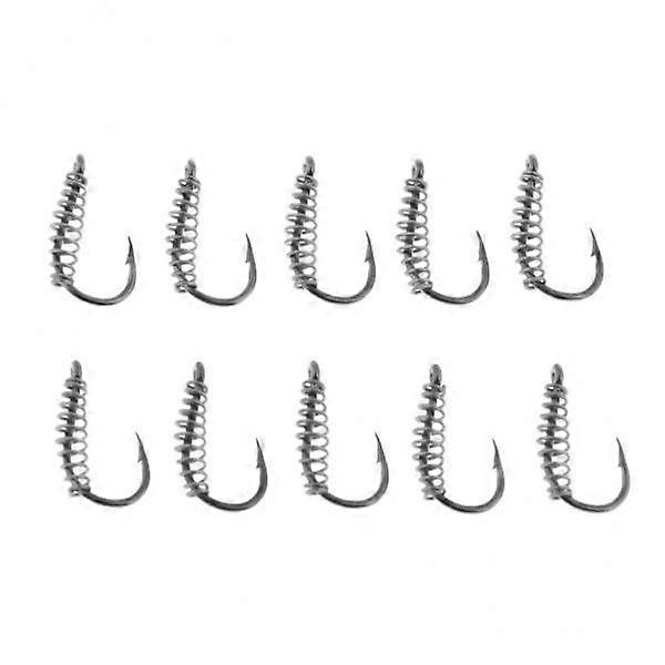 10X 10pcs Spring Barbed Fishing Hooks with Hole Carp Jig Fishhook Hook Size 4