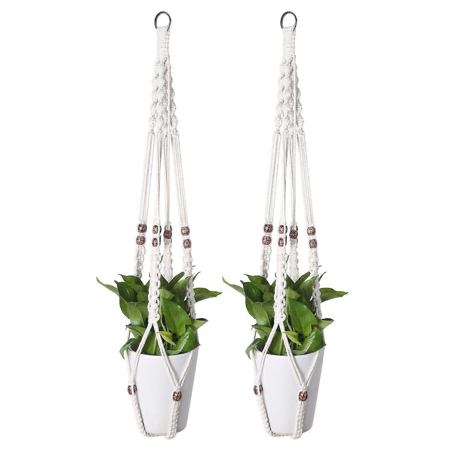 Hanging Baskets Boho Macrame Plant Holder With C & S Hooks Hand-Woven Cotton Rope 89 cm Pack of 2 Plant Pot Not Included
