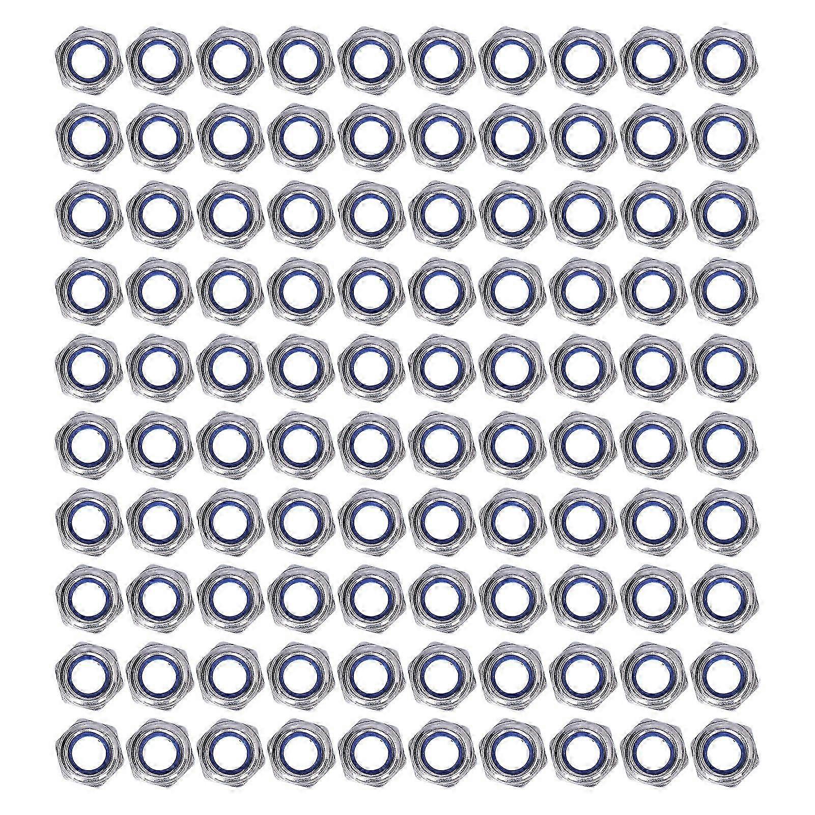 100Pcs Nylon Insert Lock Nut Locknut Stainless Steel Fastener Set Kit for MaintenanceM3