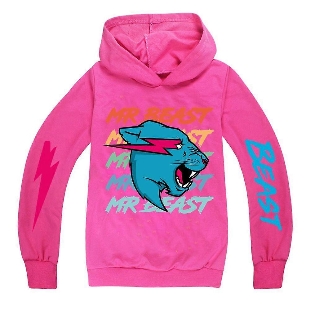 Lapset Pojat Tytöt Mr Beast Lightning Cat Print Pitkähihainen huppari Rento Hupullinen villapaita Topit 7-14 vuotta