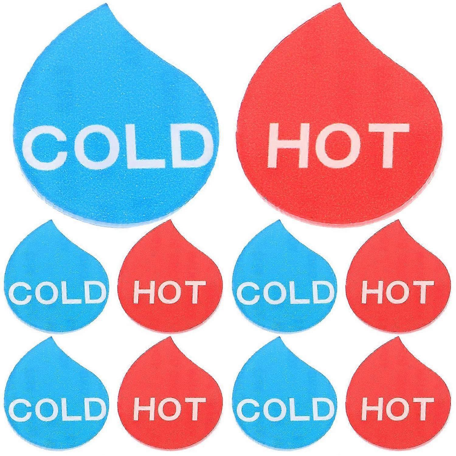 5 Pairs Water Temperature Marking Signs Hot Cold Notice Warning Signs for Hotel Bathroom