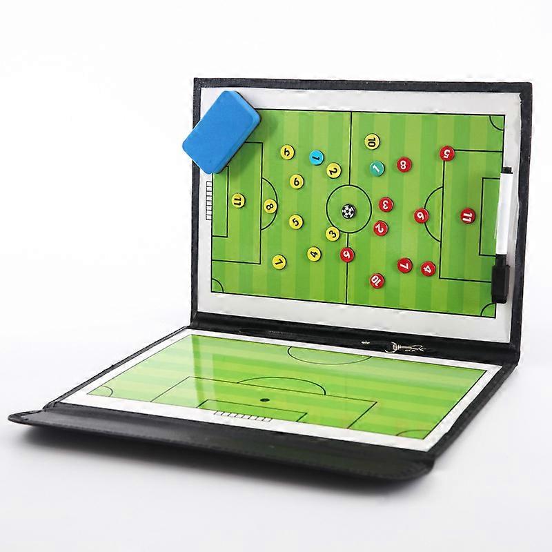 Foldable Football Coaching Board Magnetic Tactics Board With Marker Durable Leather Surface 3-Panel Design With Magnets And Eraser For Coache