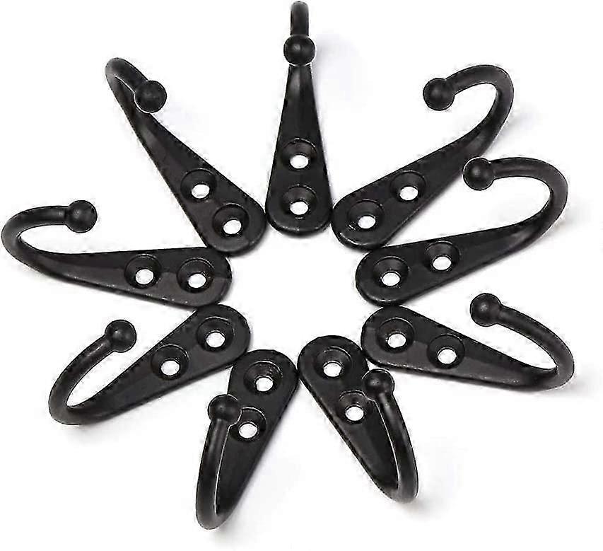 10 pcs Single Hooks Black Wall Hooks Coat Rack Black Fitted with Mounting Screws