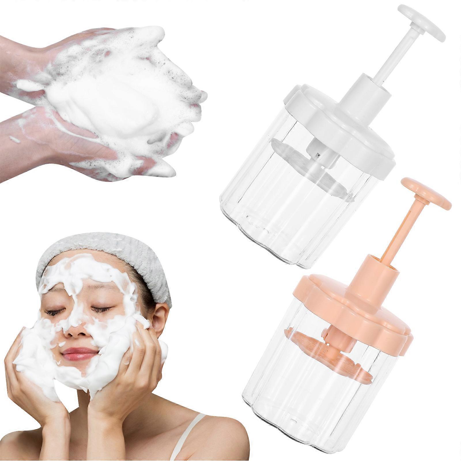Portable Foam Maker Pump Bottle – 2 Pack Plastic Foaming Dispenser for Facial Cream & Face Wash, Easy Operation & Reduced Waste
